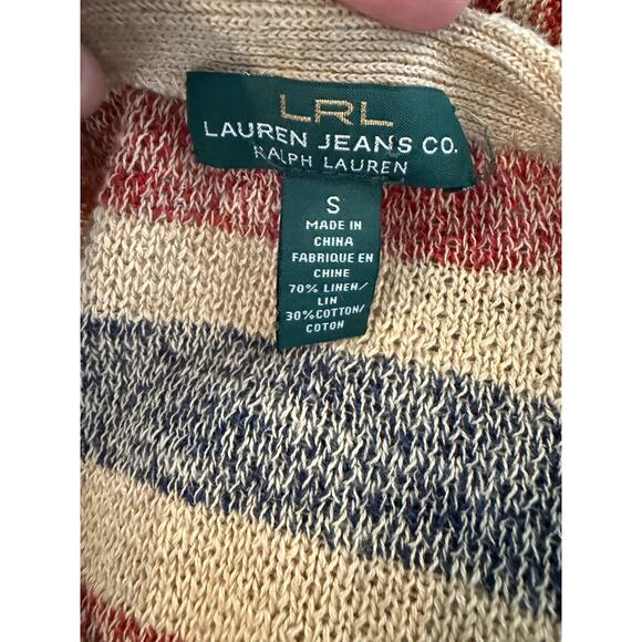 Ralph Lauren LRL Open Knit Boatneck Linen Sweater Red Blue Patriotic S - Picture 5 of 5